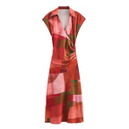 Women's Geometric Abstract Printed Silk-Satin Dress