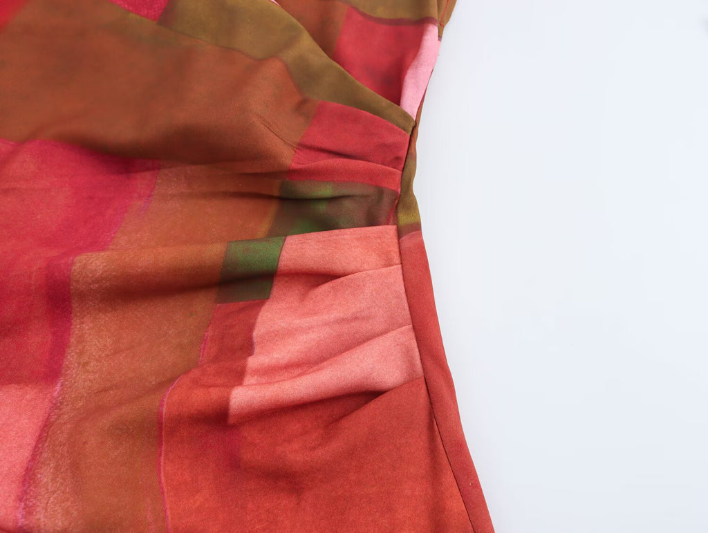 Women's Geometric Abstract Printed Silk-Satin Dress