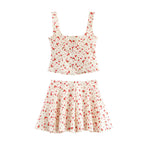 Women's Stretch Poplin Sleeveless Top and Skirt Two-Piece Set