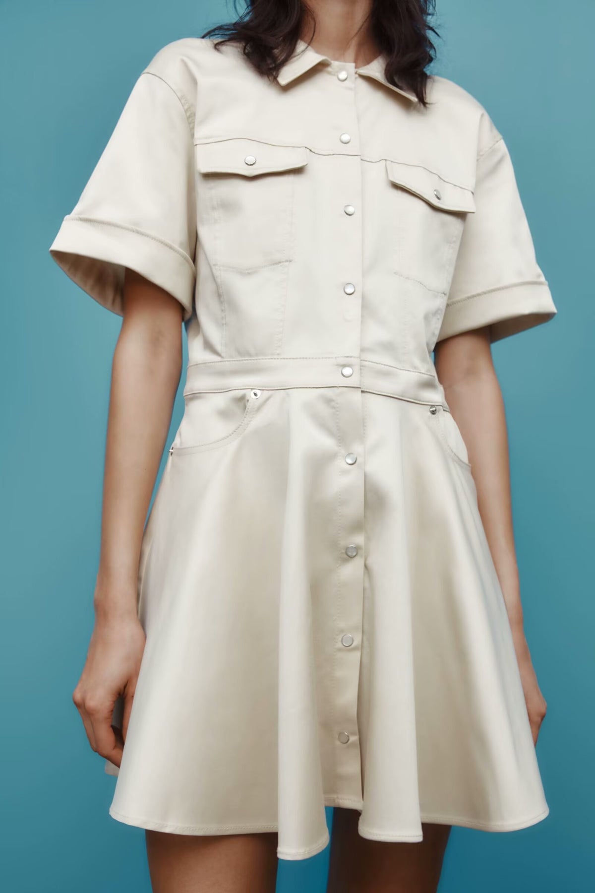 Women's Button-Front Collared Mini Dress