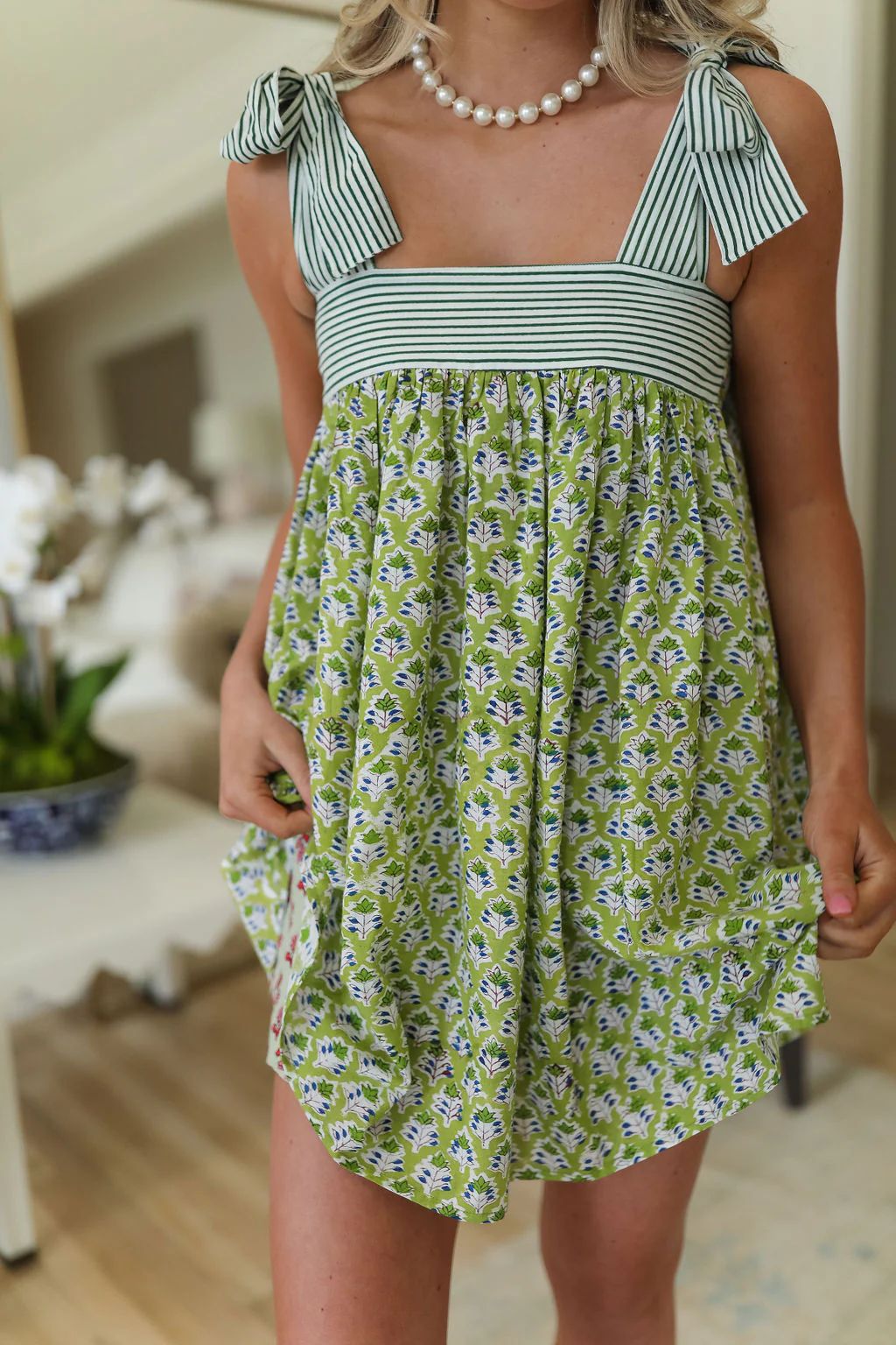 Women's Spring Summer French Vintage Floral Printed Loose Casual Strap Dress