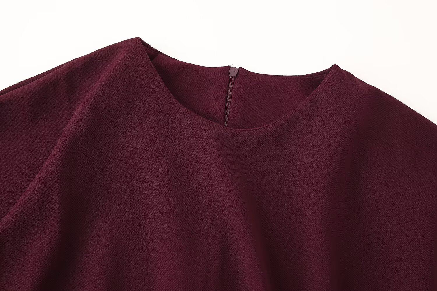 Crew-Neck Ruched Split Short-Sleeve A-Line Maxi Dress