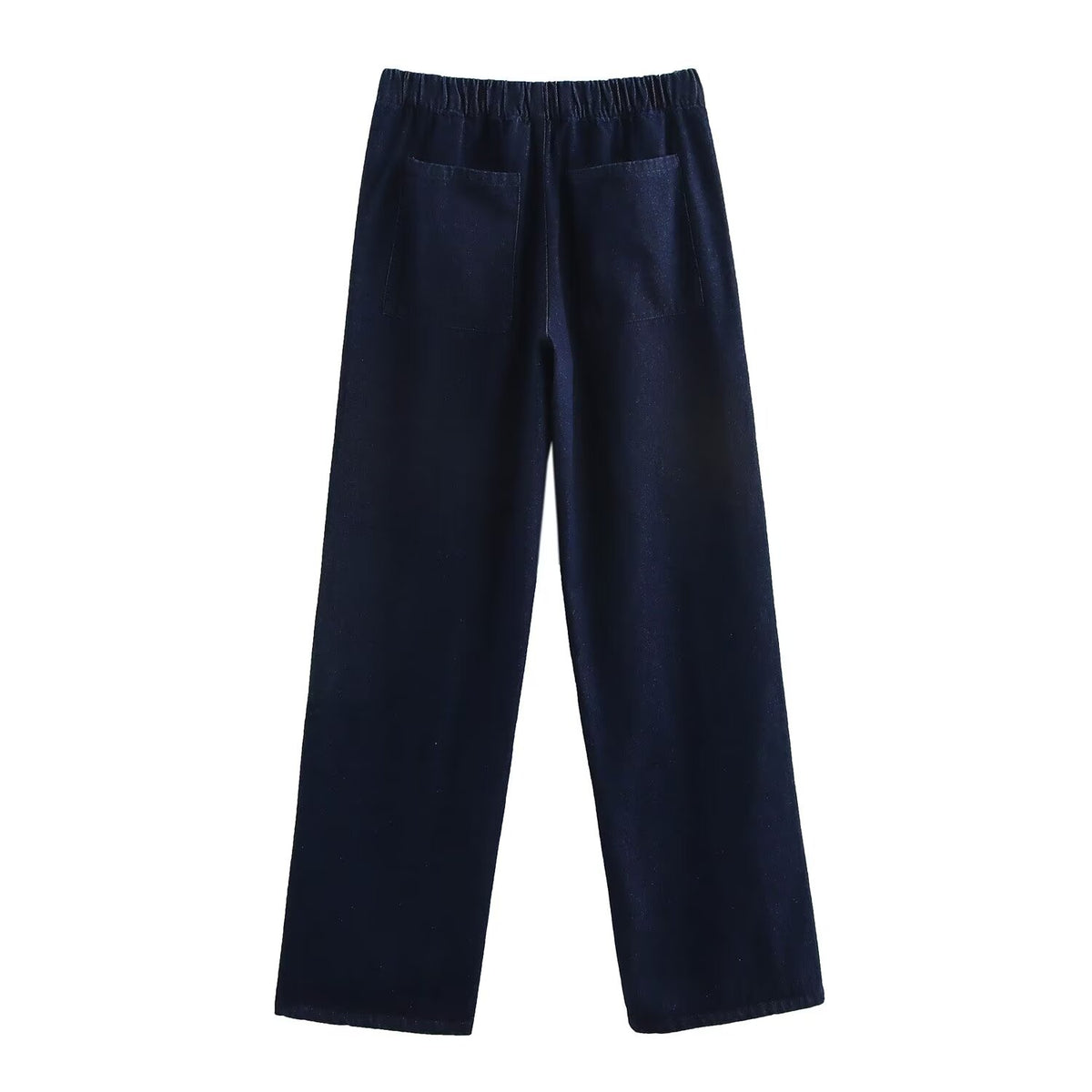 Spring Stitching Stripe Belt Denim Coat Trousers Set
