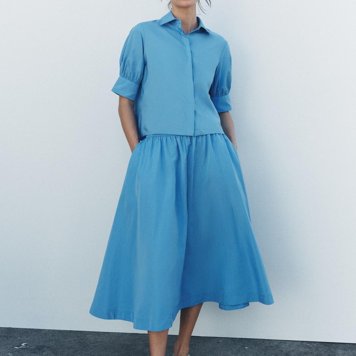 Women's Vacation Casual Summer Puff Dress Two-Piece Set