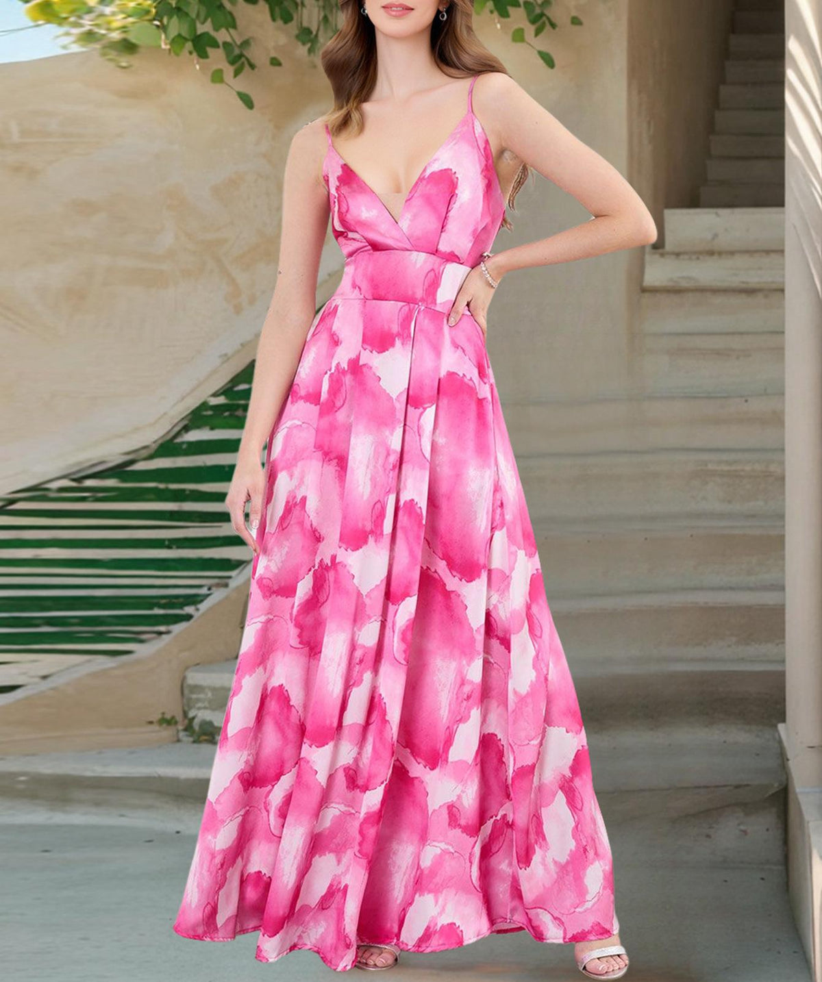 Bohemian Printed V-Neck Beach Dress