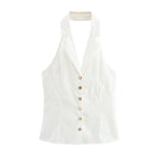 White Backless Halter Top