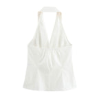 White Backless Halter Top