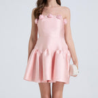 Women's 3D Floral Strapless Mini Dress