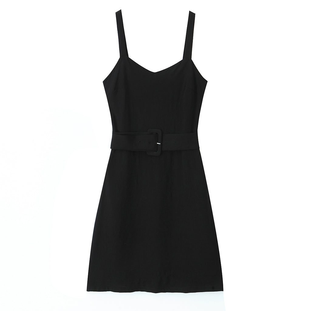Women's Retro V Neck Suspender Dress