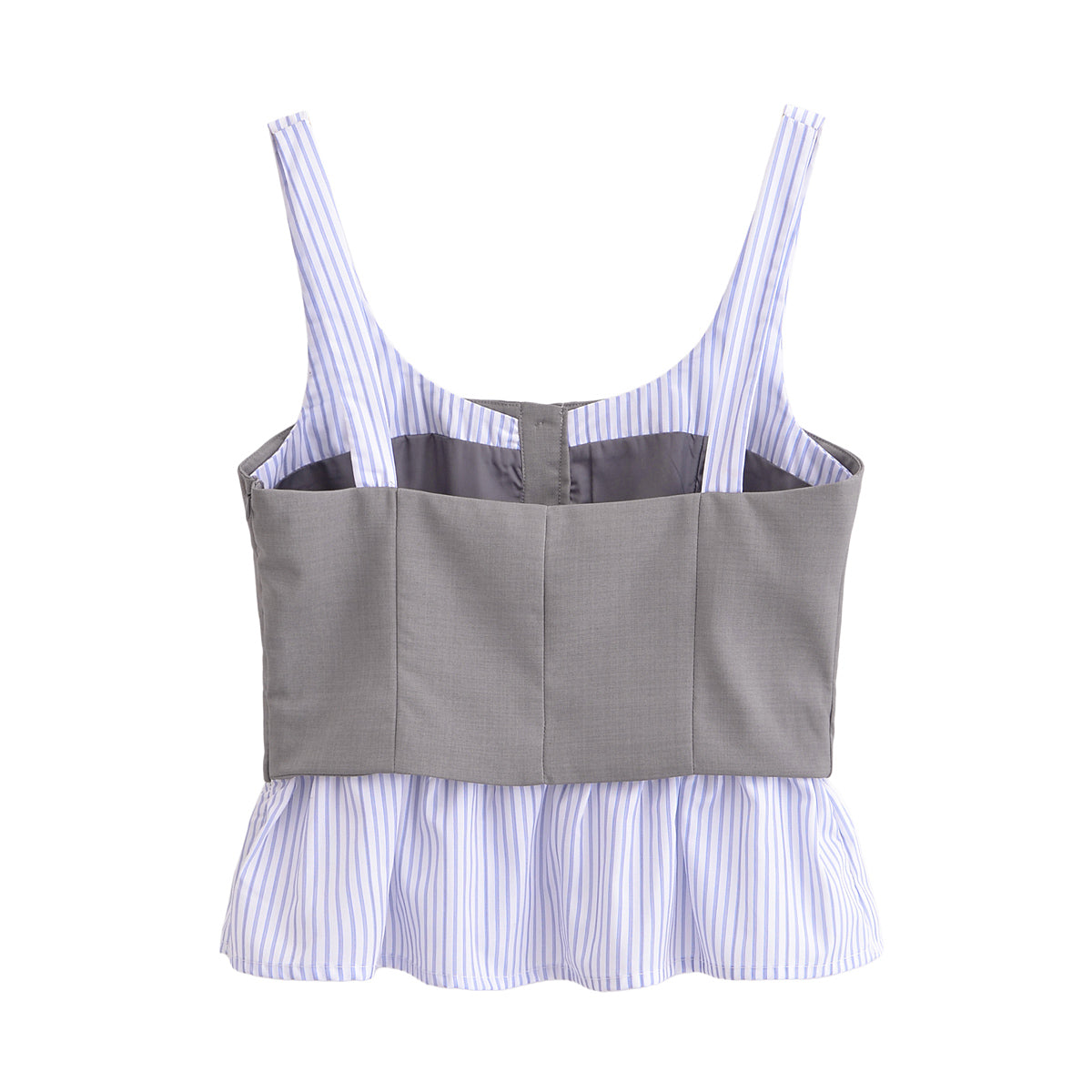 Women's Women Clothing Slim Poplin Patchwork Stripes Strap Top