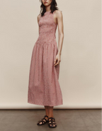 Sweet Idle Smocking Plaid Sleeveless Dress