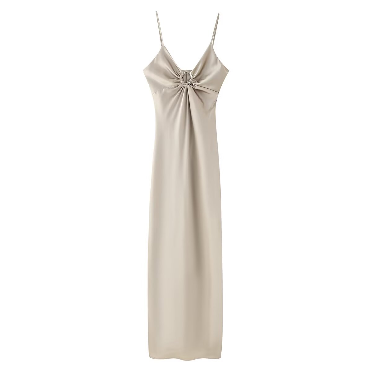 Women's Clothing Long Hollow Out Cutout Decorative Satin Sling Dress