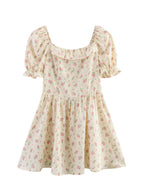 Spring Women Clothing Ruffled Short Sleeves Floral Dress