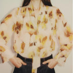 Women's Floral Printed Loose Long Sleeves Shirt