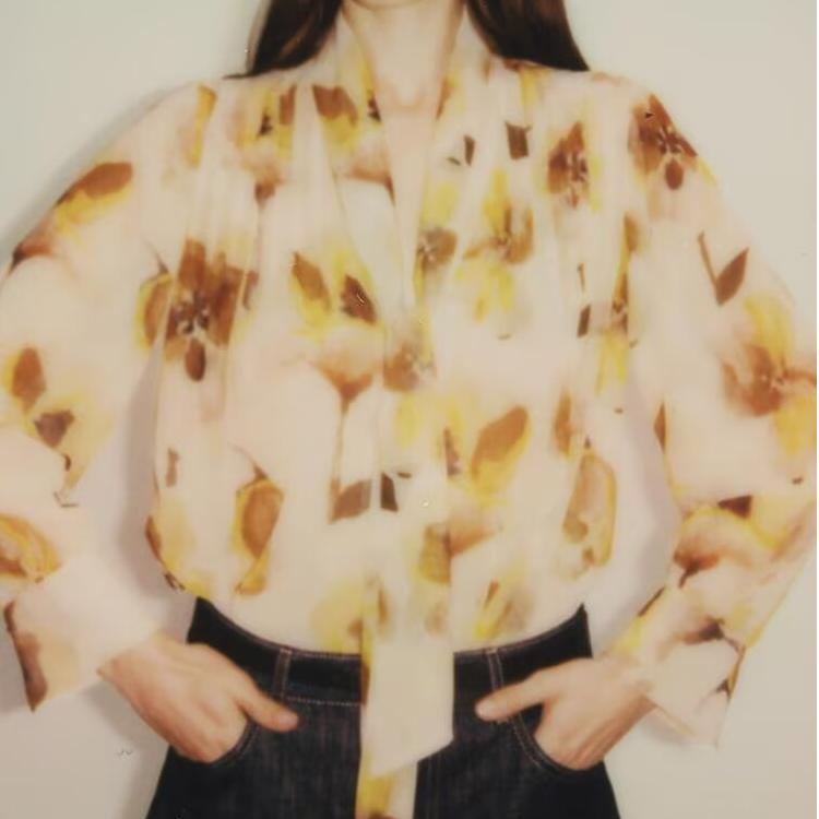 Women's Floral Printed Loose Long Sleeves Shirt