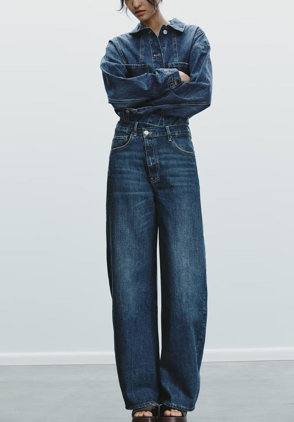 Spring Summer Casual Denim Shacket Pants Set