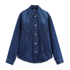 Spring Summer Casual Denim Shacket Pants Set