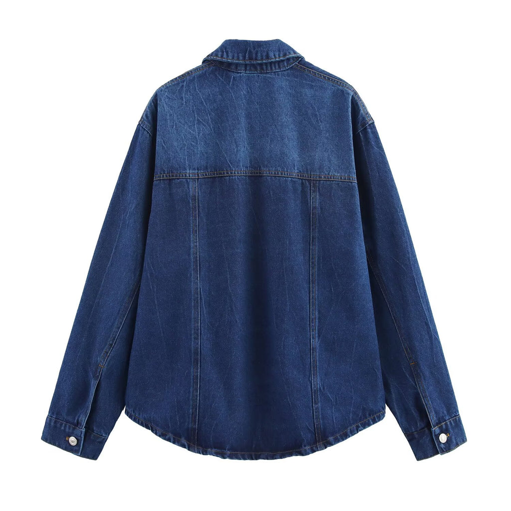 Spring Summer Casual Denim Shacket Pants Set