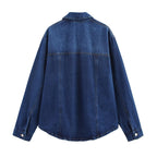 Spring Summer Casual Denim Shacket Pants Set