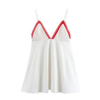Women's Spring Colored Rib V Neck Strap Short Dress
