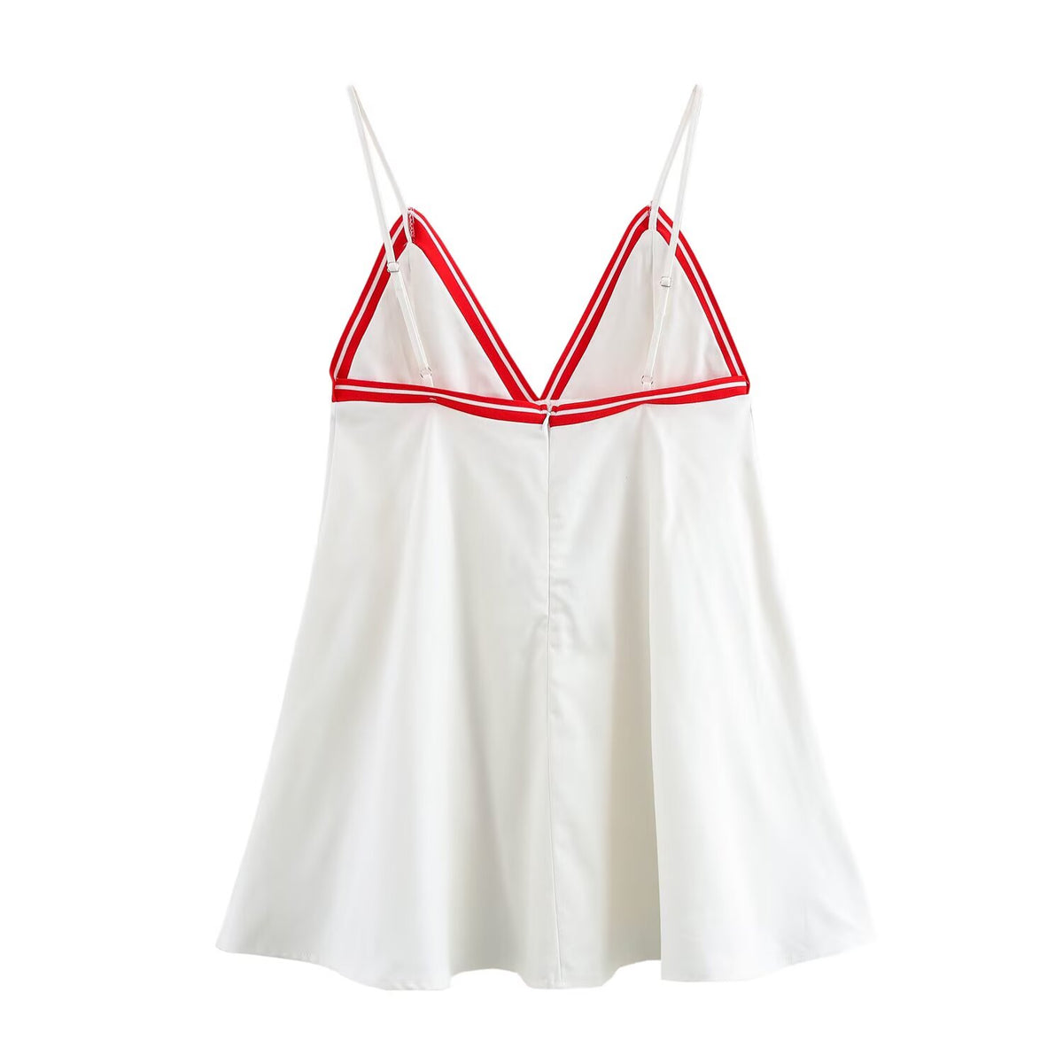 Women's Spring Colored Rib V Neck Strap Short Dress