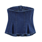 Spring Summer Denim Tank Top Shorts Set