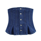Spring Summer Denim Tank Top Shorts Set