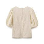 Retro Puff Sleeve Embroidered Shirt High-Waisted Wide Leg Pants