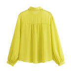 Women's Spring Women Clothing Street Casual All Match Bow Shirt
