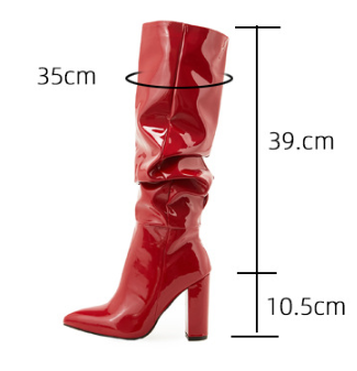 Women's Patent Leather Chunky-Heel Boots