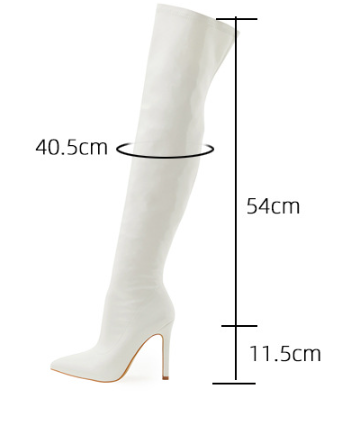 Women's Pointed-Toe Patent Leather Knee-High Boots