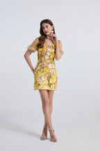 Women's Embroidered 3D Applique V-Neck Dress