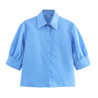 Women's Spring Short Sleeved Shirt and Skirt Two-Piece Set