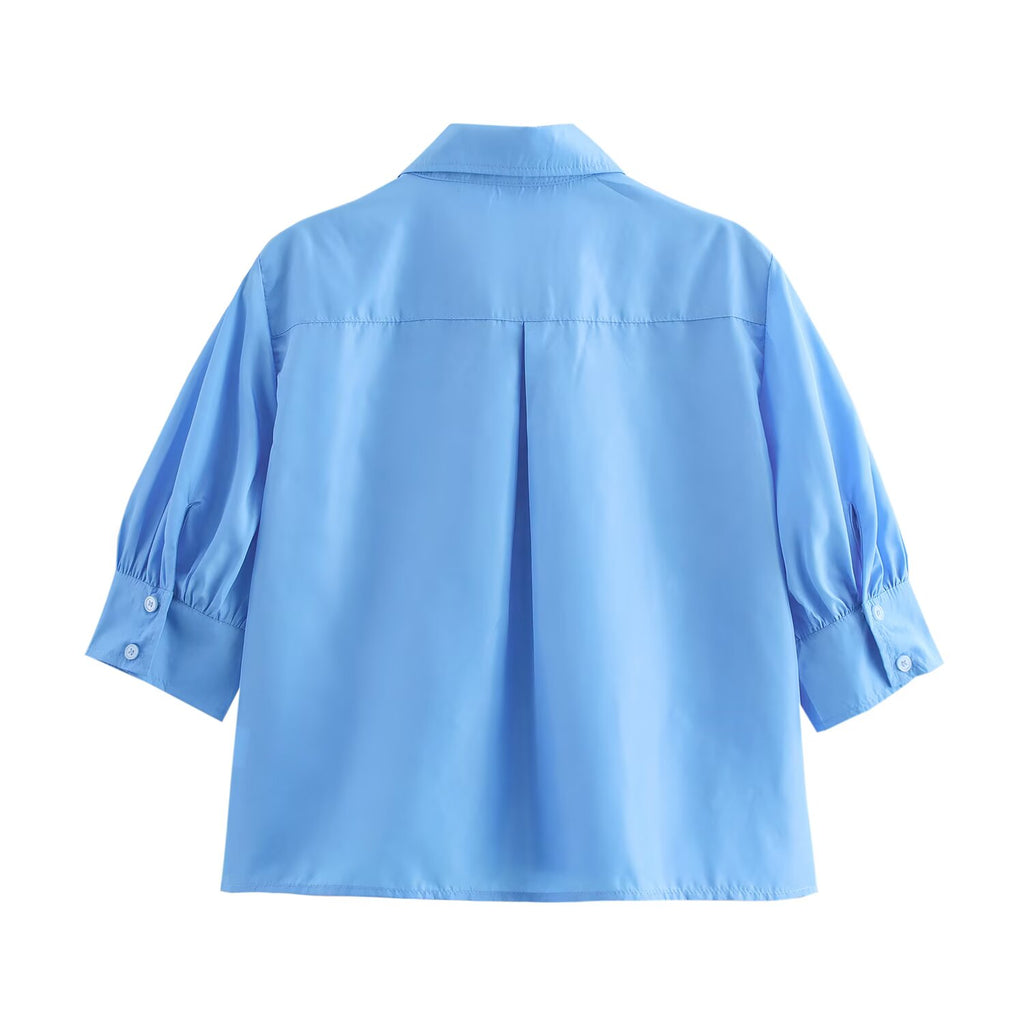 Women's Spring Short Sleeved Shirt and Skirt Two-Piece Set