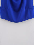 Women's Spring Women's Pile Collar Sleeveless Top Breasted Skirt Set