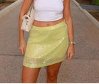 Sequined Narrow Waist Ultra Short Hip Shorts