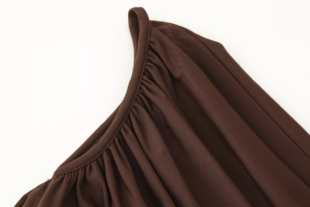 Women's Asymmetric Pleated One Shoulder Corset Top