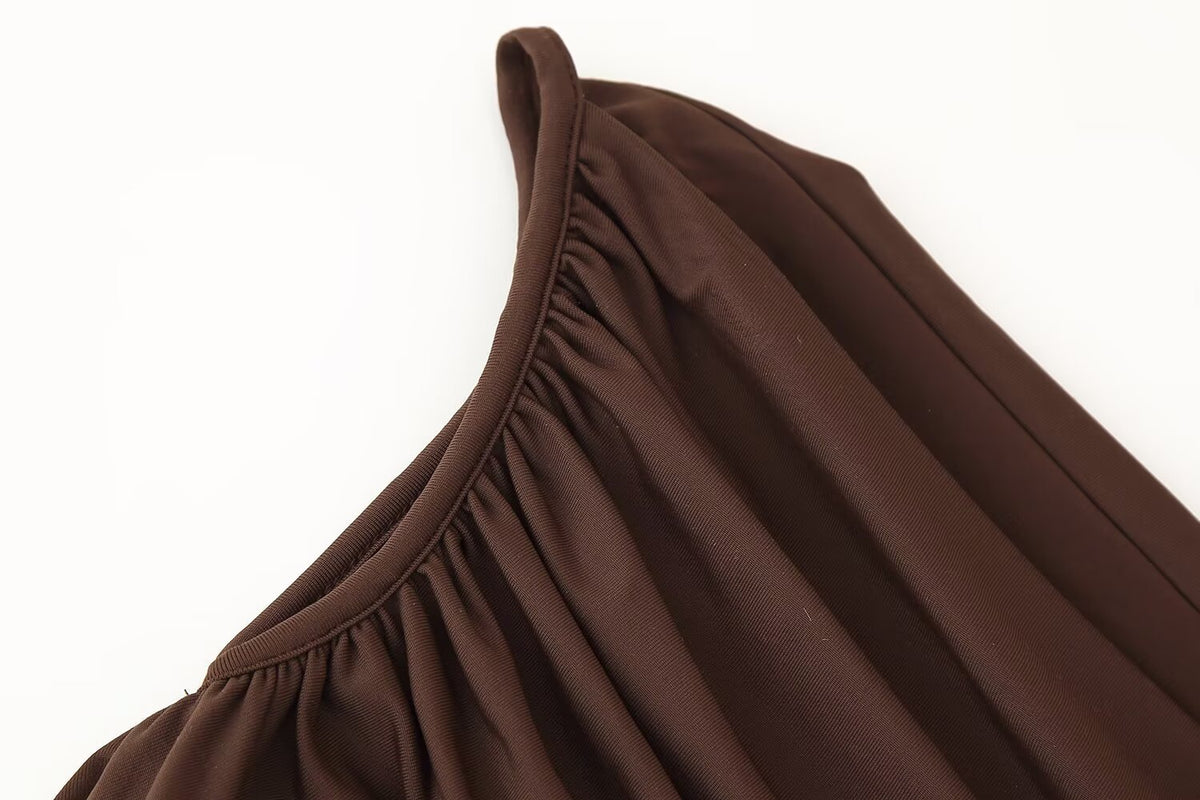 Women's Asymmetric Pleated One Shoulder Corset Top