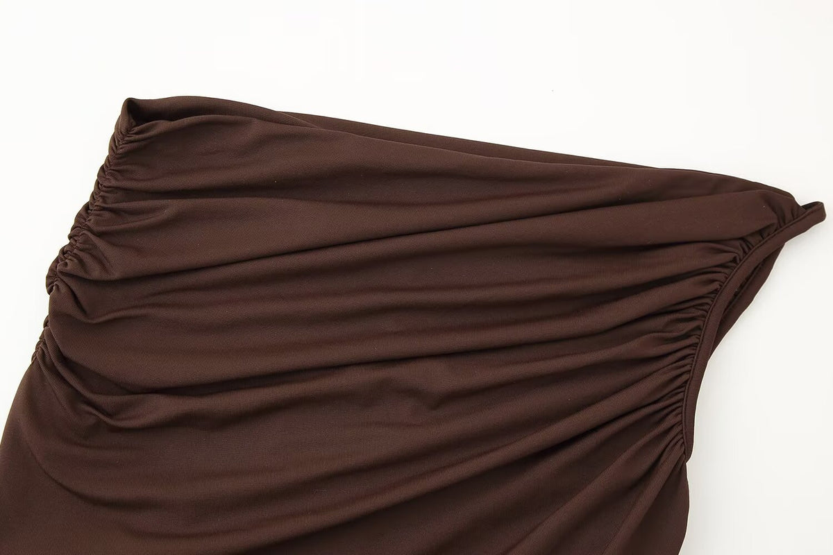 Women's Asymmetric Pleated One Shoulder Corset Top