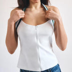 Women's Women’s White Striped Halter Neck Crop Top