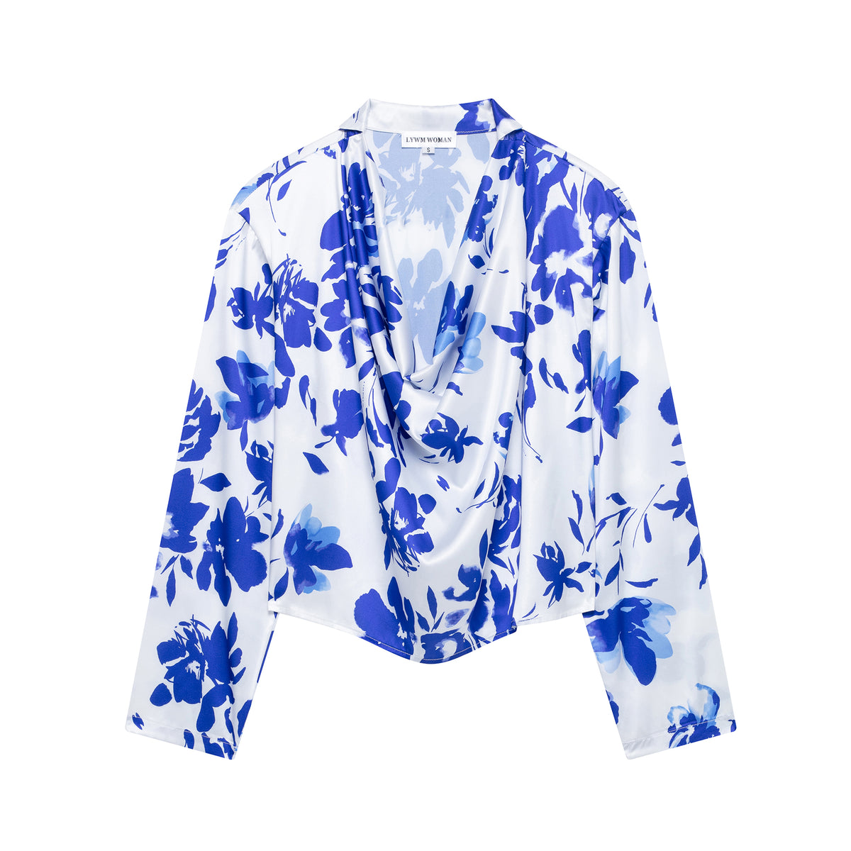 Women's Spring Women Clothing Draped Collar Printed Top