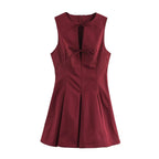Women's Tie-Neck Cutout Tie Sleeveless A-Line Mini Dress