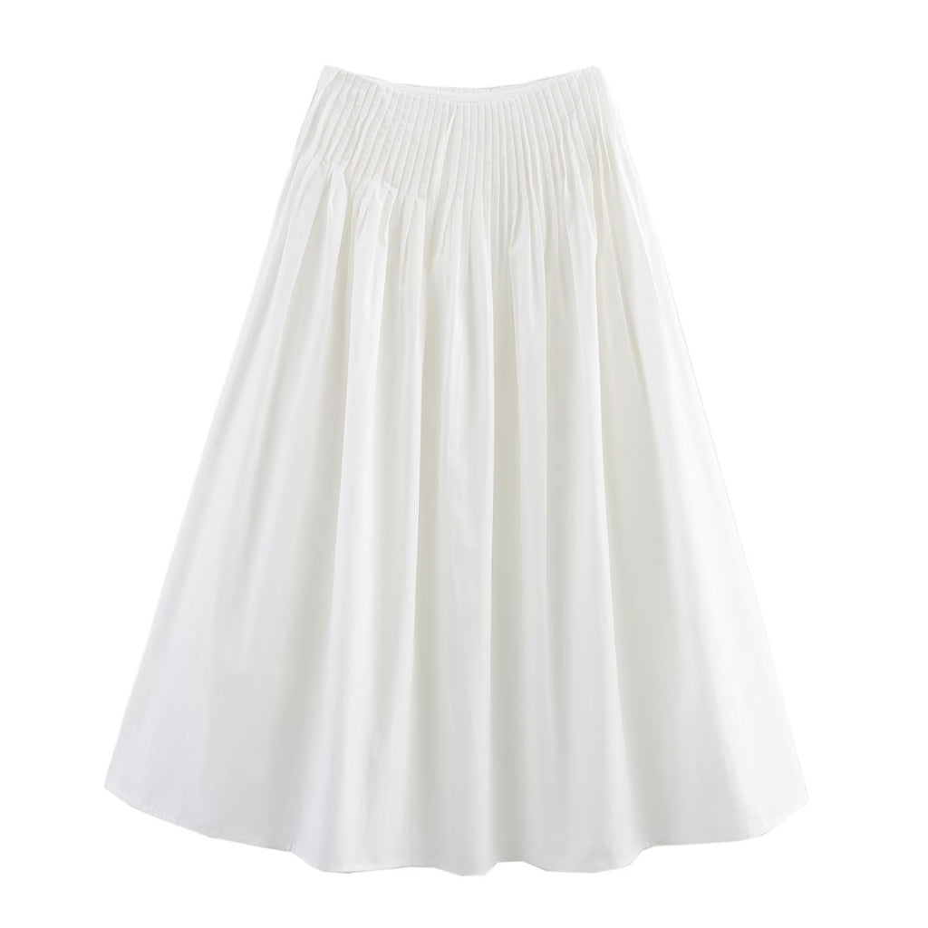 Spring Waist Stripes Elastic Big Hem Skirt
