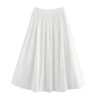 Spring Waist Stripes Elastic Big Hem Skirt