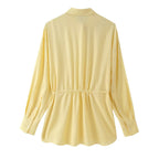 Women's Collared Long Sleeve Linen Loose Shirt