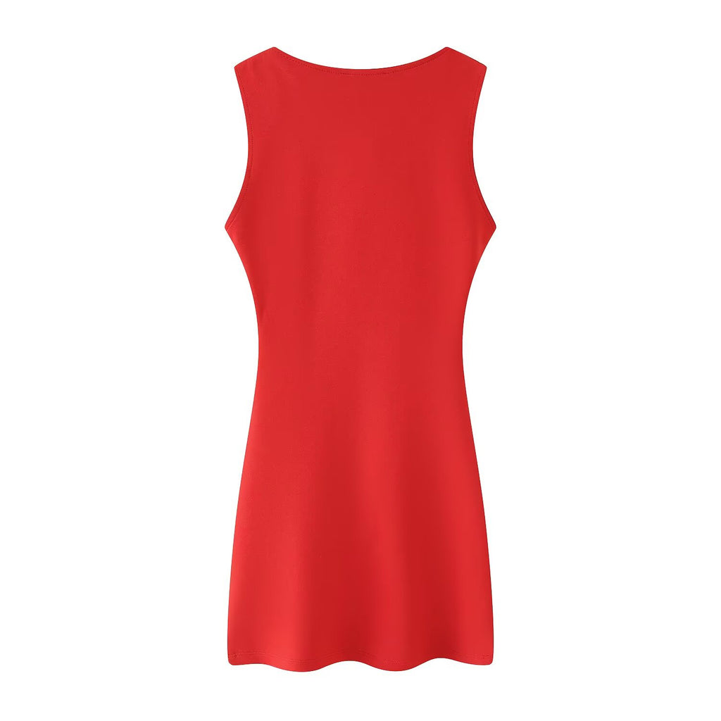 Asymmetric Sleeveless Pleated A-Line Mini Dress