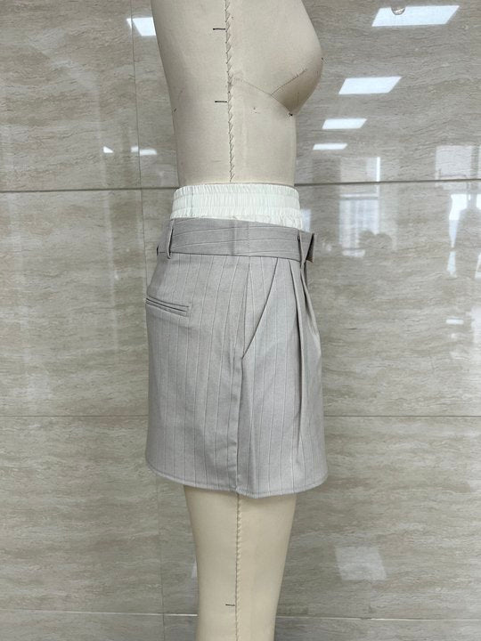 Double-Waist Pinstripe Skort