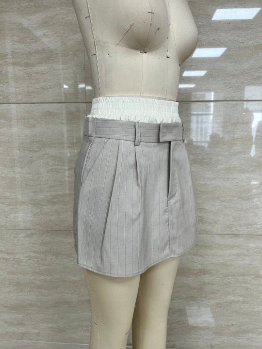 Double-Waist Pinstripe Skort