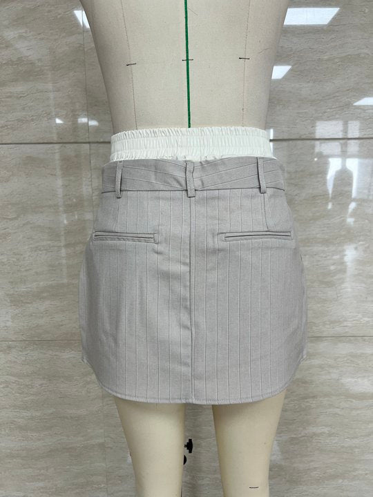 Double-Waist Pinstripe Skort