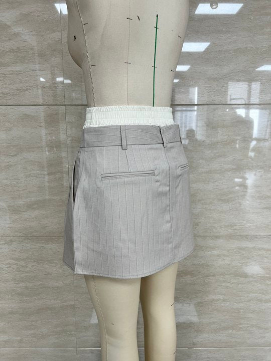 Double-Waist Pinstripe Skort